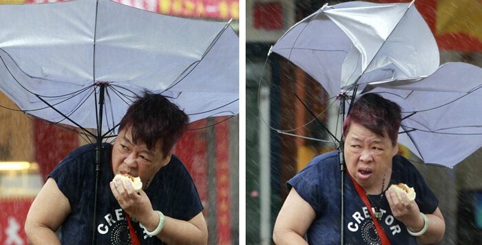 ใช้ร่มที่มีสภาพดีแข็งแรง