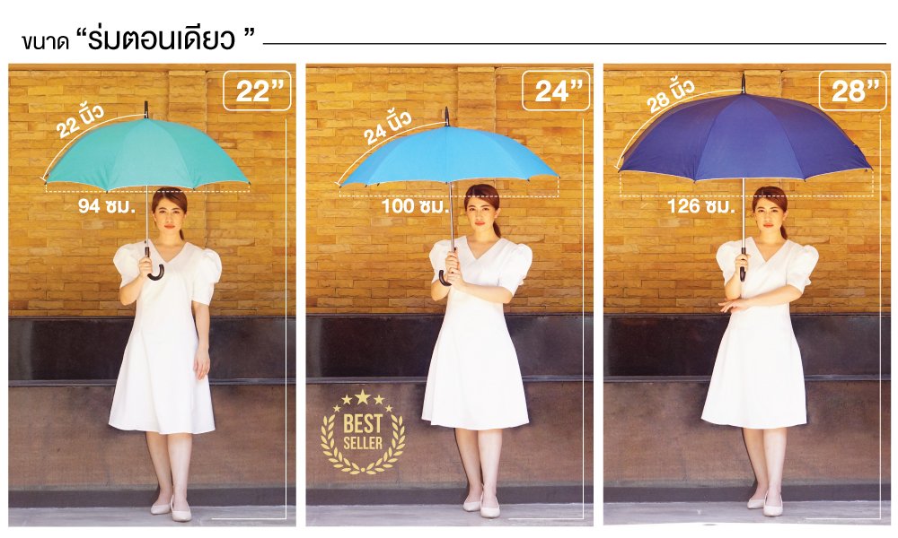 ขนาดมาตรฐานร่ม ร่มตอนเดียว